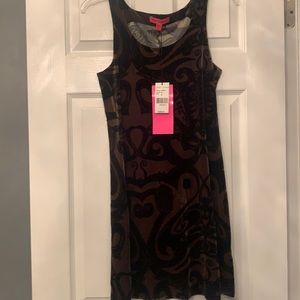 NWT Betsey Johnson Brown/Black design velour dress size small